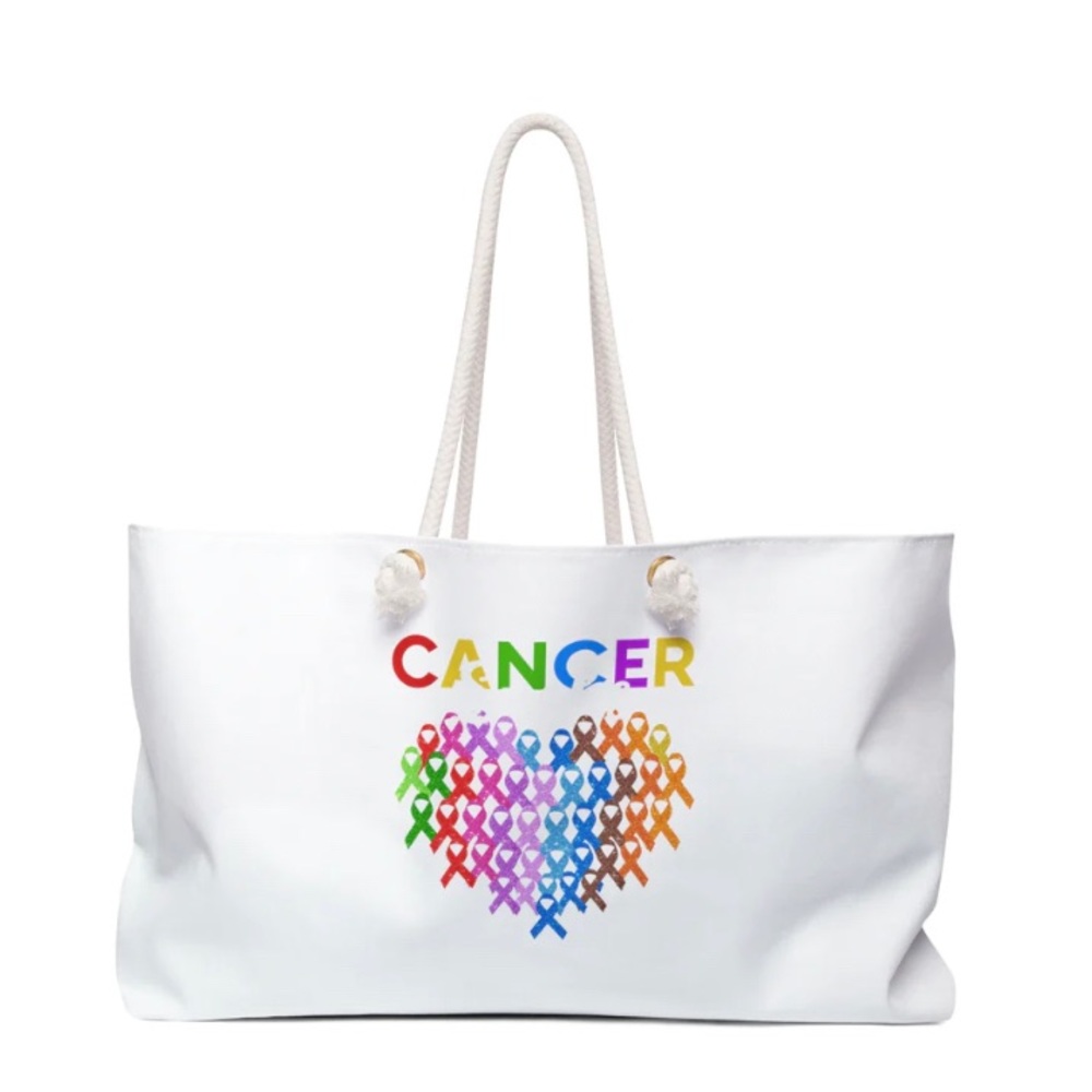 Custom Designed " Cancer Awareness " Large Tote Bag